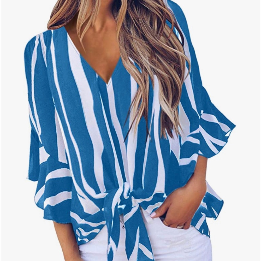Asvivid Striped Printed Blouse